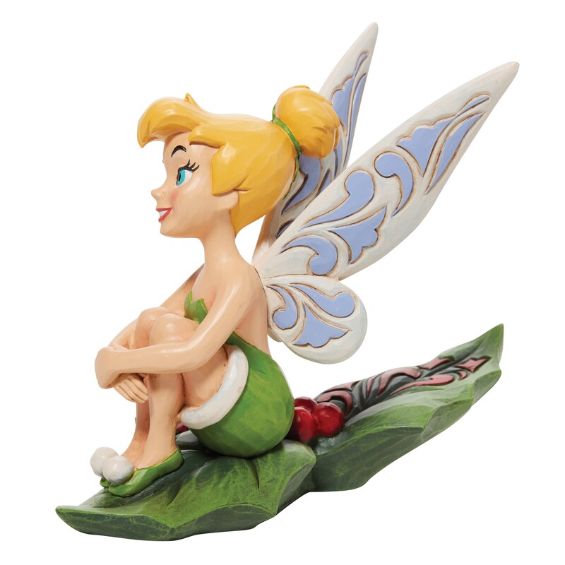 Disney Traditions Tinkabell Atop A Bushel Of Holly Figurine