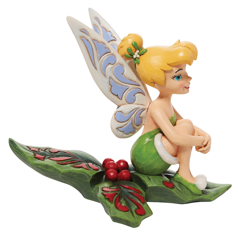 Disney Traditions Tinkabell Atop A Bushel Of Holly Figurine