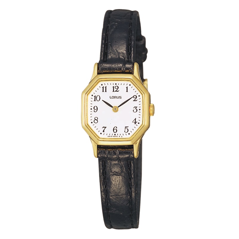 Lorus Ladies' Black Leather Strap Watch