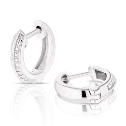 Sterling Silver Diamond Double Row Hoop Earrings