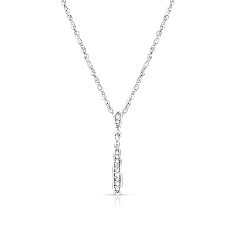Main Image 1 of Sterling Silver Diamond Drop Pendant