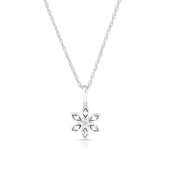 Sterling Silver Diamond Flower Pendant