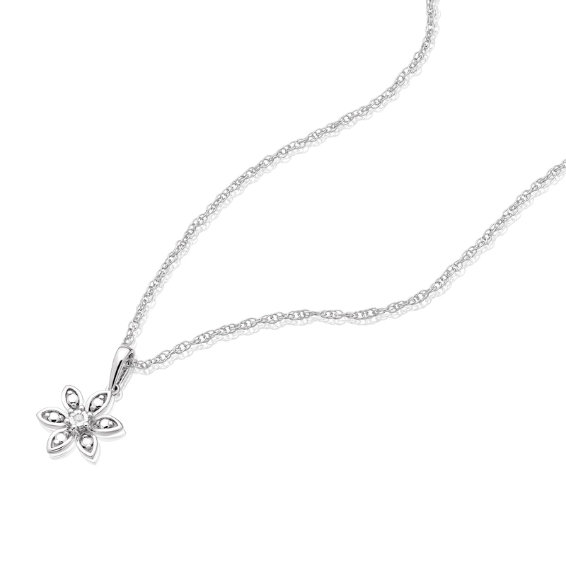 Main Image 2 of Sterling Silver Diamond Flower Pendant