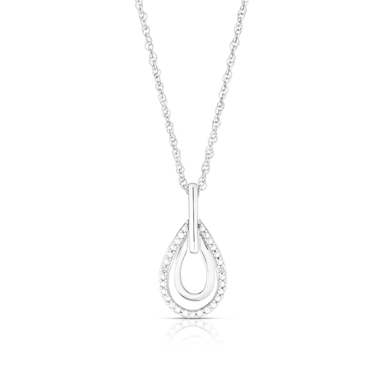 Sterling Silver Diamond Pear Pendant
