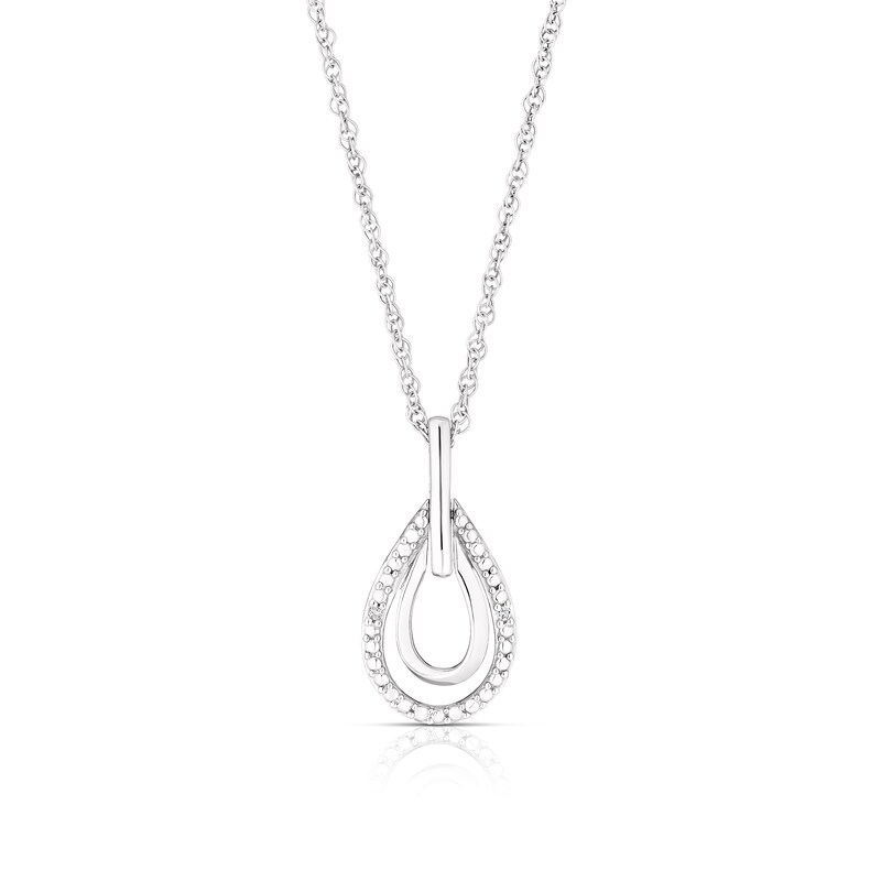 Main Image 1 of Sterling Silver Diamond Pear Pendant
