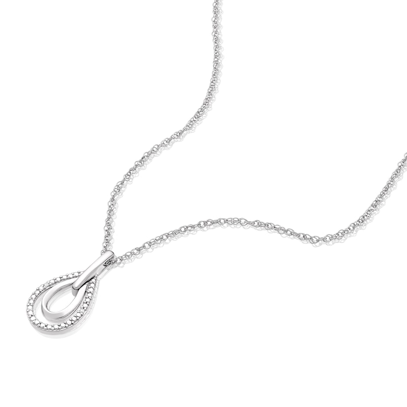 Main Image 2 of Sterling Silver Diamond Pear Pendant