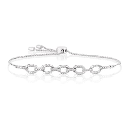 Sterling Silver Diamond Chain Bolo Bracelet