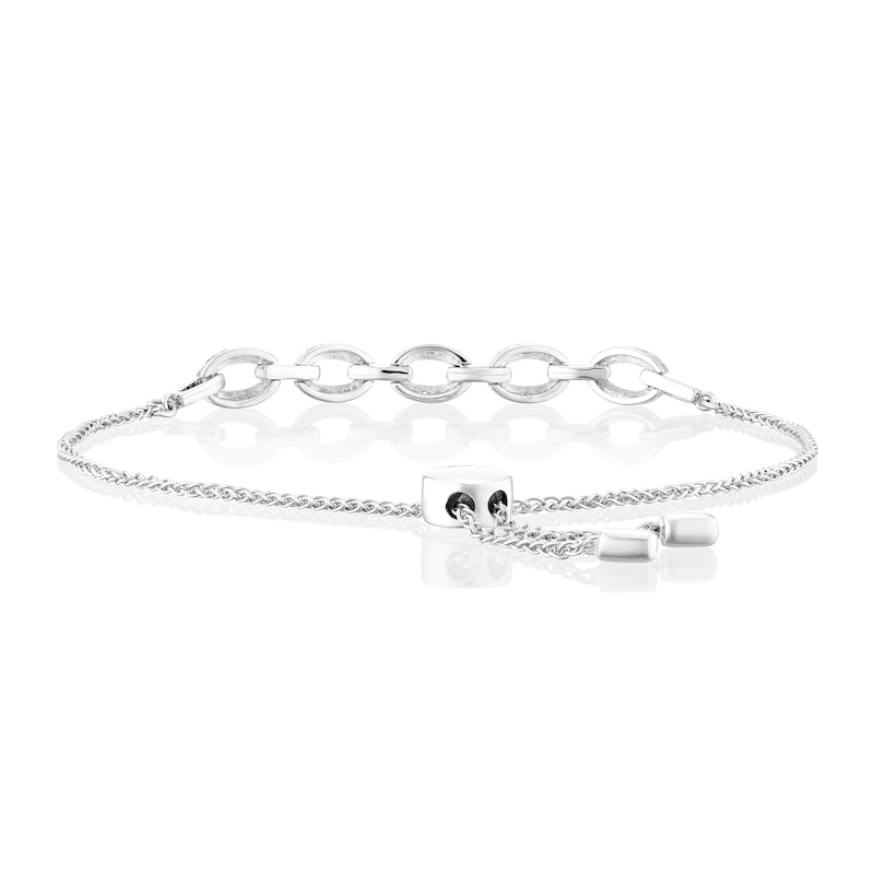 Sterling Silver Diamond Chain Bolo Bracelet