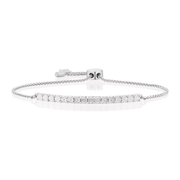 Sterling Silver Diamond Bolo Tennis Bracelet