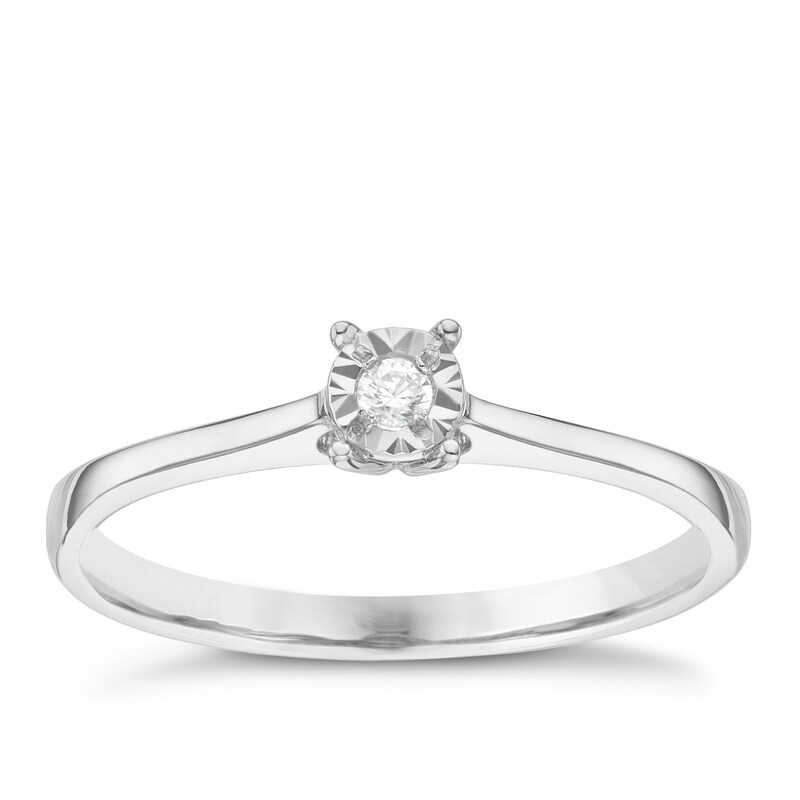 9ct White Gold Diamond Solitaire Ring