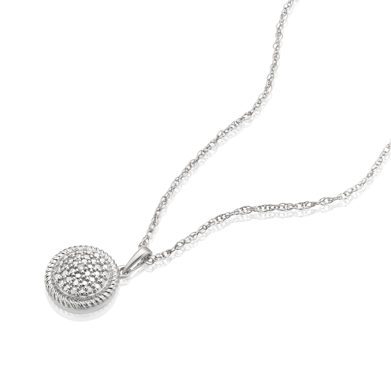 Main Image 2 of Sterling Silver Diamond Circle Pendant Necklace