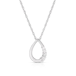 Sterling Silver Diamond Open Pear Shape Pendant