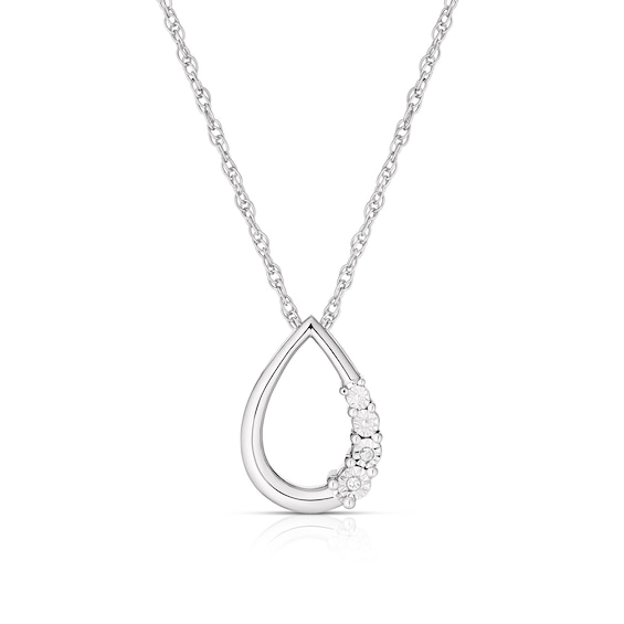 Sterling Silver Diamond Open Pear Shape Pendant