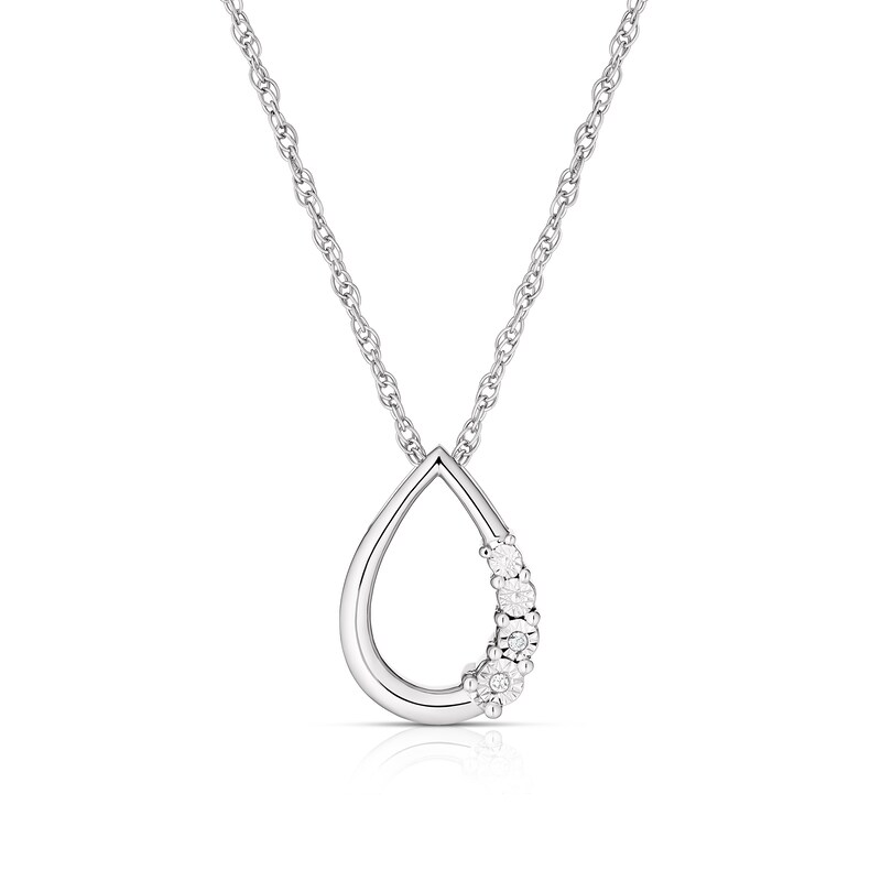 Main Image 1 of Sterling Silver Diamond Open Pear Shape Pendant