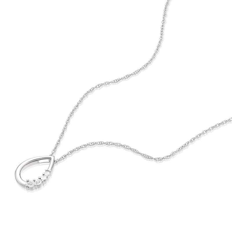 Main Image 2 of Sterling Silver Diamond Open Pear Shape Pendant