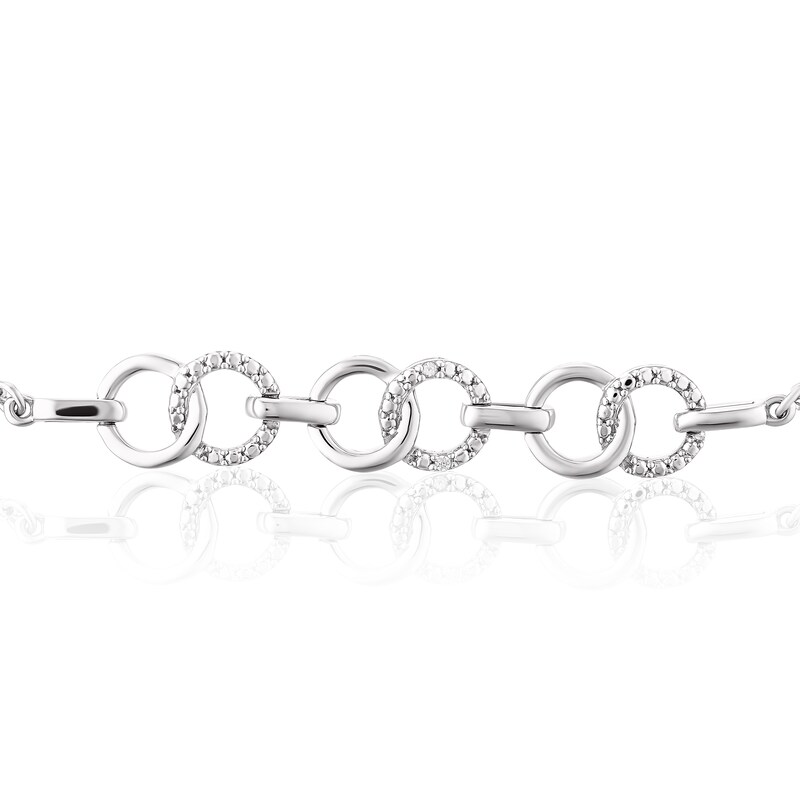 Sterling Silver Diamond Interlocking Circles Bolo Bracelet