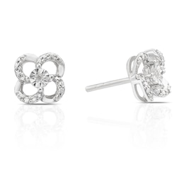 Sterling Silver Diamond Clover Stud Earrings