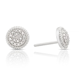 Sterling Silver Diamond Circle Stud Earrings