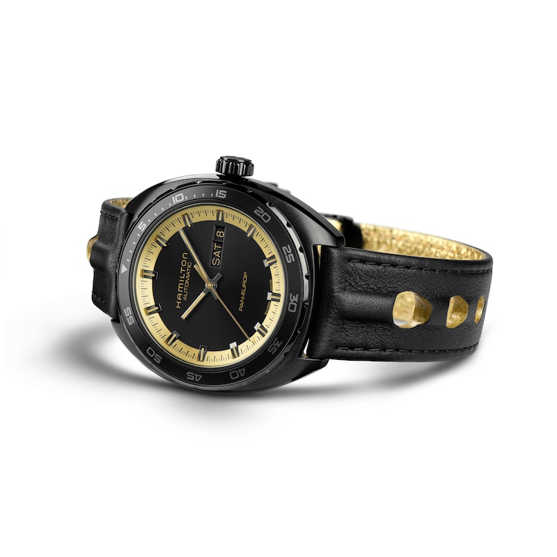 Main Image 2 of Hamilton Pan Europ Day Date Auto Leather Black Strap Watch