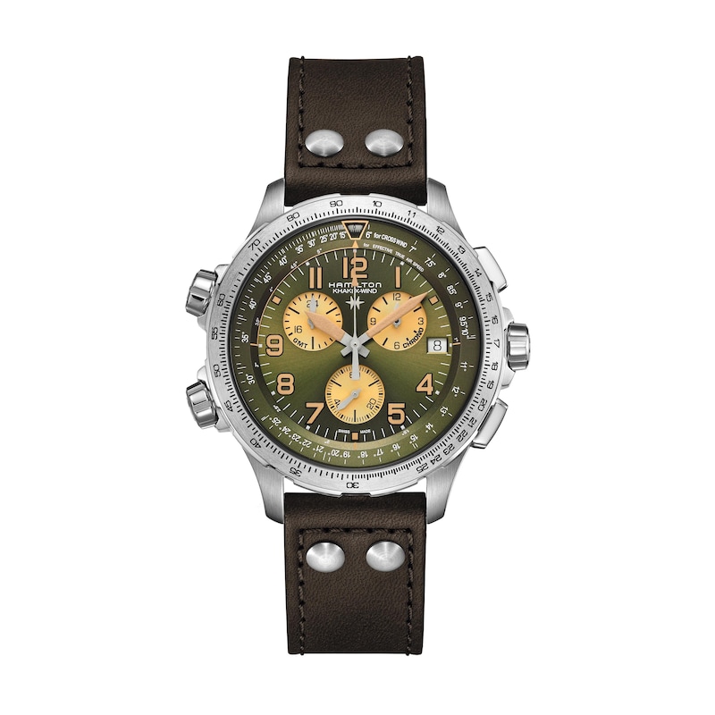 Main Image 1 of Hamilton Khaki Aviation X-Wind GMT Chrono Quartz Brown Leather Strap Watch