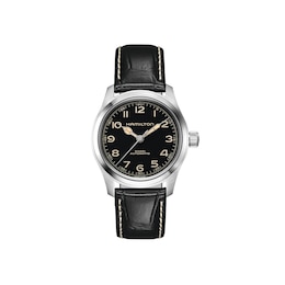 Hamilton Khaki Field Murph 38mm Black Leather Strap Watch