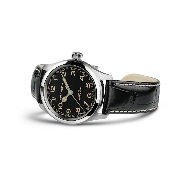 Hamilton Khaki Field Murph 38mm Black Leather Strap Watch