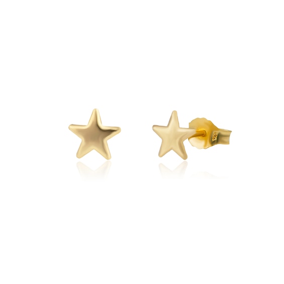 9ct Yellow Gold Star Stud Earrings