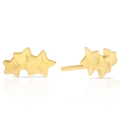 9ct Yellow Gold Triple Star Stud Earrings