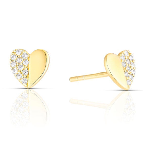 Sterling Silver and 18ct Gold Plated Vermeil Half Pave Heart