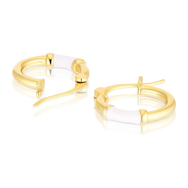 Main Image 2 of Gold Plated Sterling Silver & White Hoop Earrings