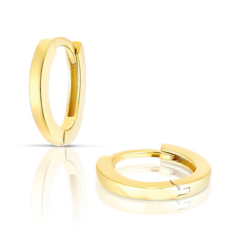 Main Image 1 of Gold Plated Sterling Silver Hinged Small Hoop Earrings