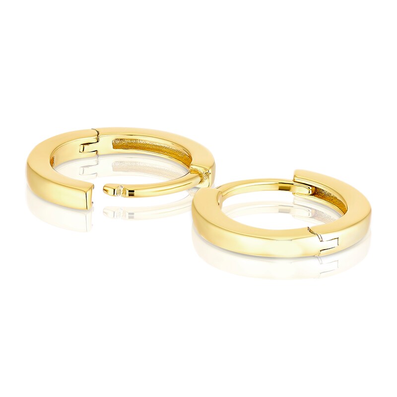 Main Image 2 of Gold Plated Sterling Silver Hinged Small Hoop Earrings