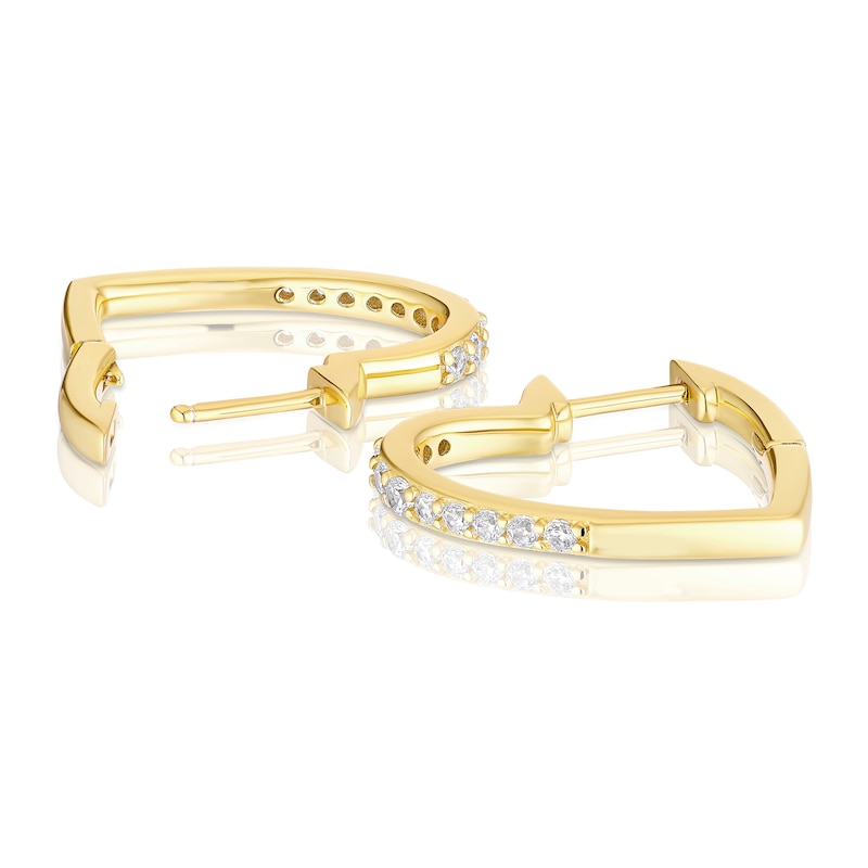 Gold Plated Silver Cubic Zirconia Heart Hoop Earrings