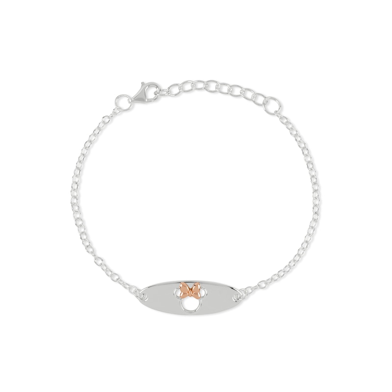 Disney Silver & Rose Gold Plate Minnie Mouse ID Bracelet