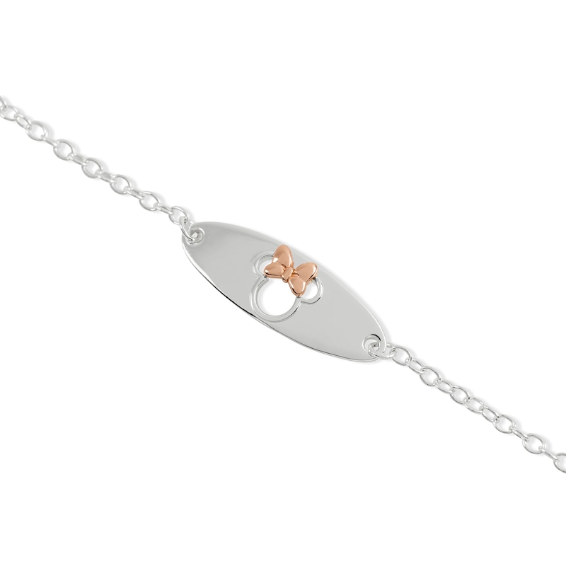 Main Image 2 of Disney Sterling Silver & Rose Gold Plate Minnie Mouse ID Bracelet