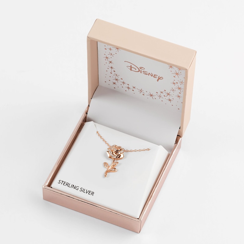 Disney Beauty & The Beast Rose Gold Plated Silver Pendant