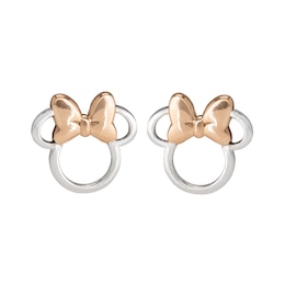 Disney Rose Gold Plated Sterling Silver Minnie Mouse Stud Earrings