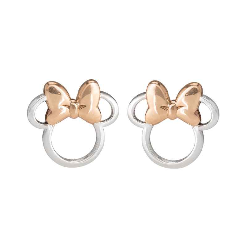Main Image 1 of Disney Rose Gold Plated Sterling Silver Minnie Mouse Stud Earrings