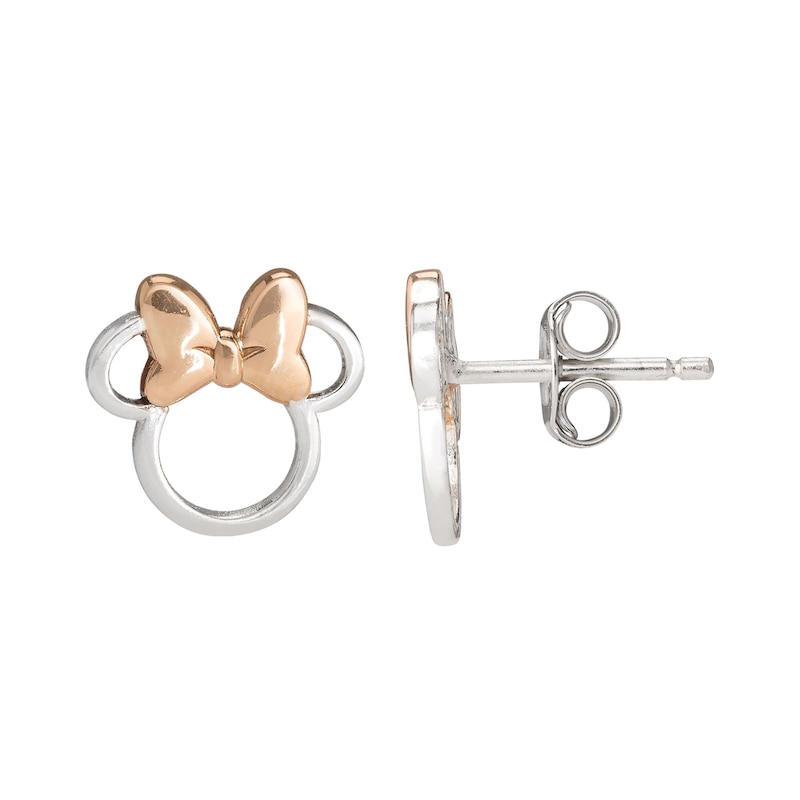 Main Image 2 of Disney Rose Gold Plated Sterling Silver Minnie Mouse Stud Earrings