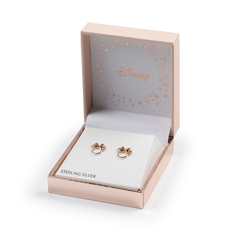 Main Image 3 of Disney Rose Gold Plated Sterling Silver Minnie Mouse Stud Earrings