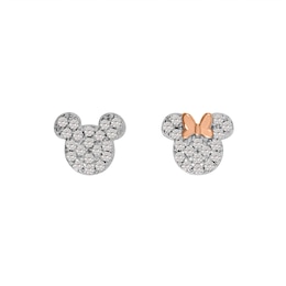 Disney Sterling Silver Cubic Zirconia Mickey & Minnie Mouse Earrings