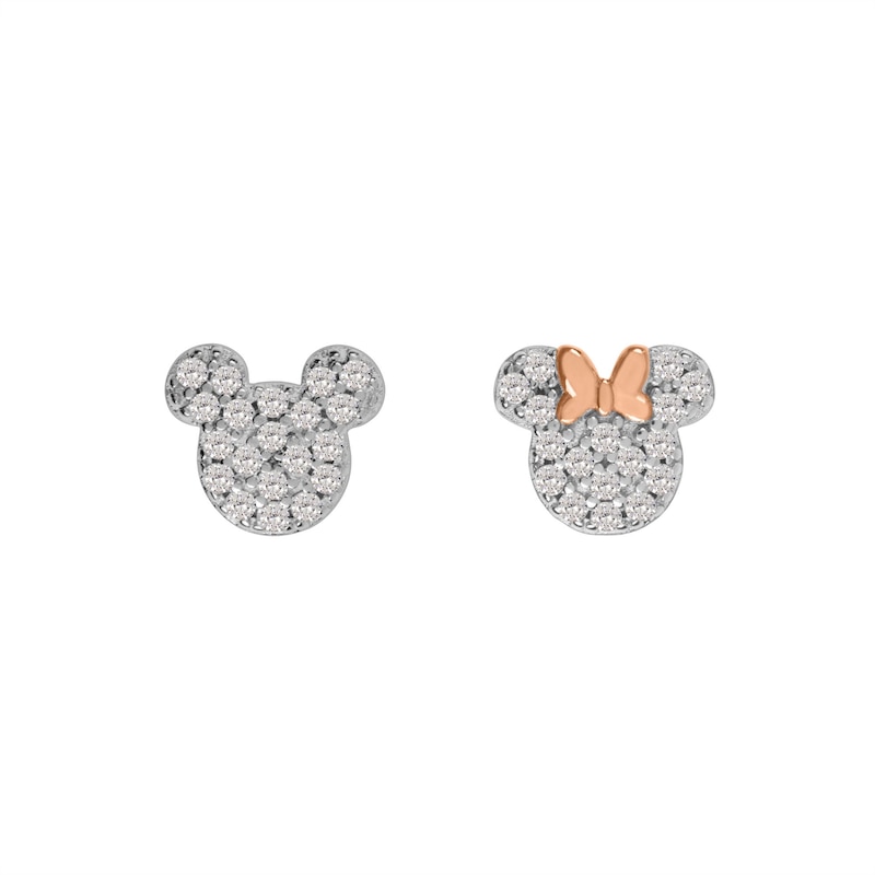 Main Image 1 of Disney Sterling Silver Cubic Zirconia Mickey & Minnie Mouse Earrings