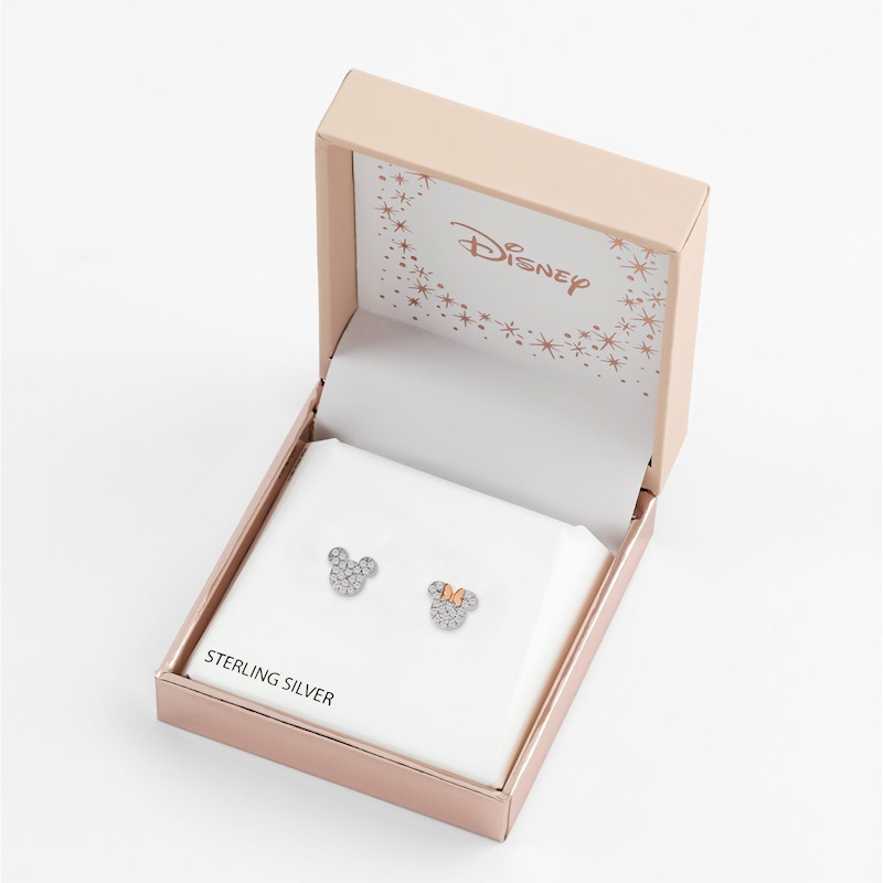 Main Image 2 of Disney Sterling Silver Cubic Zirconia Mickey & Minnie Mouse Earrings