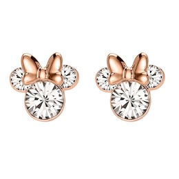 Disney Rose Gold Plated Sterling Silver Crystal Minnie Mouse Earrings