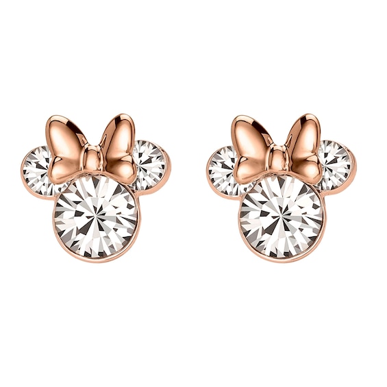 Disney Rose Gold Plated Sterling Silver Crystal Minnie Mouse