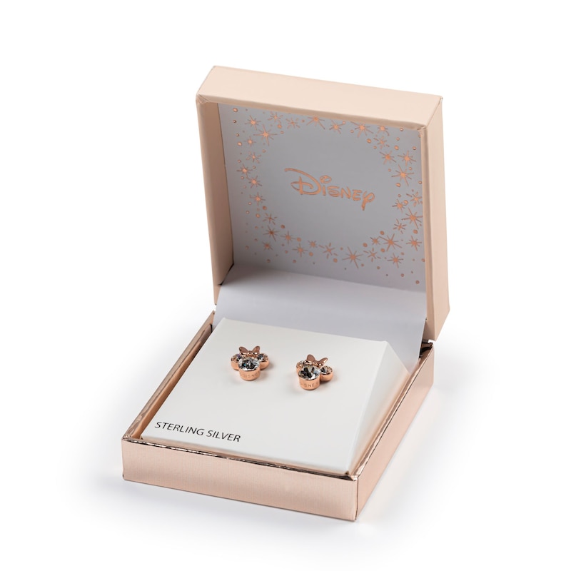Main Image 3 of Disney Rose Gold Plated Sterling Silver Crystal Minnie Mouse Earrings