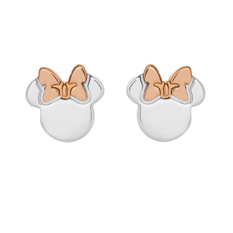 Main Image 1 of Disney Minnie Mouse Sterling Silver & Rose Gold Plated Stud Earrings