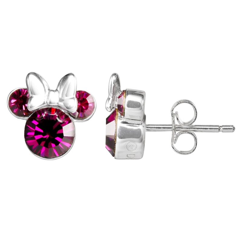 Main Image 2 of Disney Sterling Silver Pink Crystal Minnie Mouse Stud Earrings