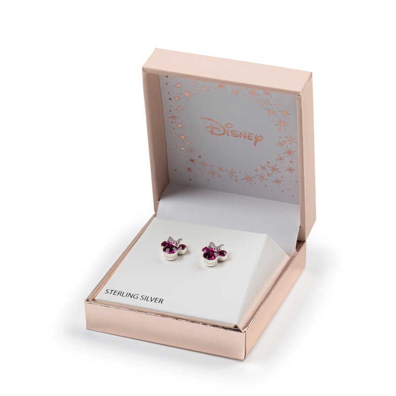 Main Image 3 of Disney Sterling Silver Pink Crystal Minnie Mouse Stud Earrings