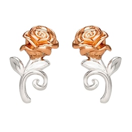 Disney Beauty & The Beast Rose Gold Plated Sterling Silver Earrings